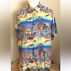 Vintage KAHALA HAWAIIAN RON ANDERSON COLLECTION BEACH TOWN ALOHA SHIRT SZ LARGE